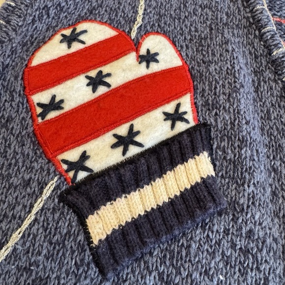 Vintage Bobbie Brooks Holiday Christmas Sweater Vest Women Small Blue Zip Mitten - Picture 5 of 16